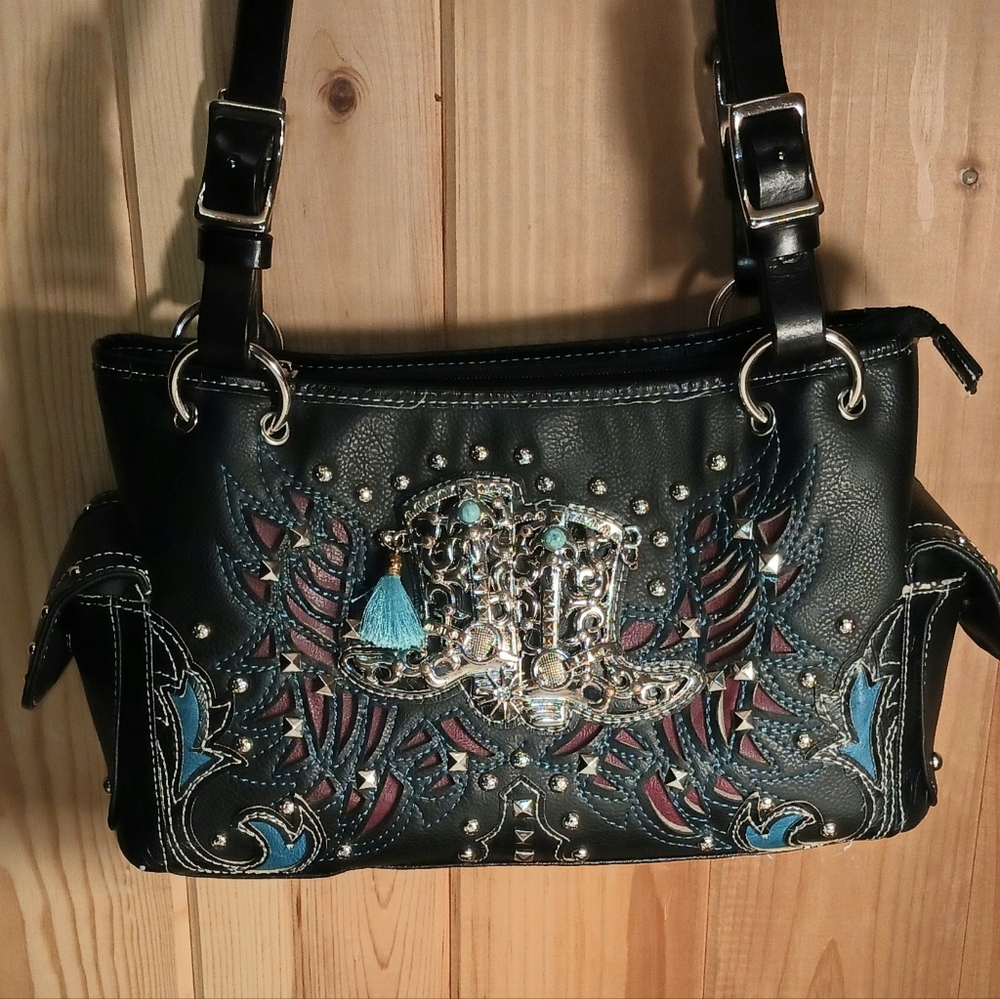 Cowgirl Trendy Cowboy Boot Bling Shoulder Bag
